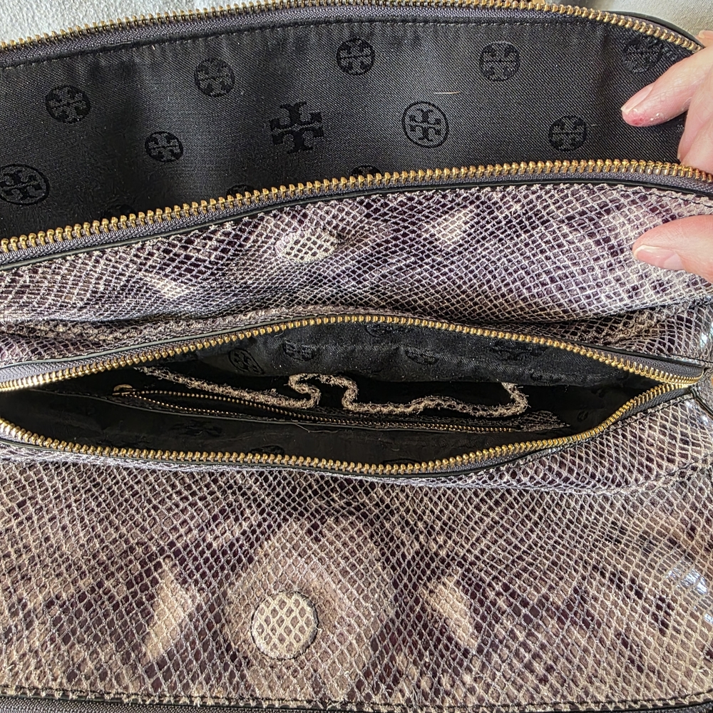 Tory Burch Snakeskin Clutch with Gold Accents - Picture 5 of 6